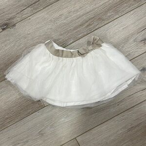 White and Tan Tulle Skirt with Bow